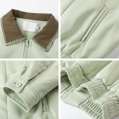 High Quality Green Lapel Aviator Jacket