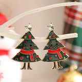 Green Red Crystal Christmas Tree Earrings