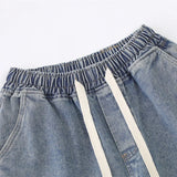 Relaxed Drawstring Denim Shorts