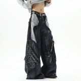 Streetwear Raw Edge Dirty Dying Denim Jeans