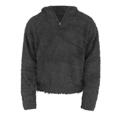 Retro Cozy Knitted Half Zipper Hoodie