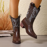 American Vintage Chain-Accent Cowboy Leather Boots