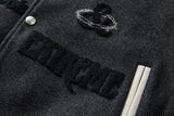 Embroidered Woolen Splice Hip Hop Varsity Jacket