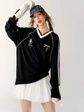 Sweet Oversized Graphic V-Neck Sweatshirts