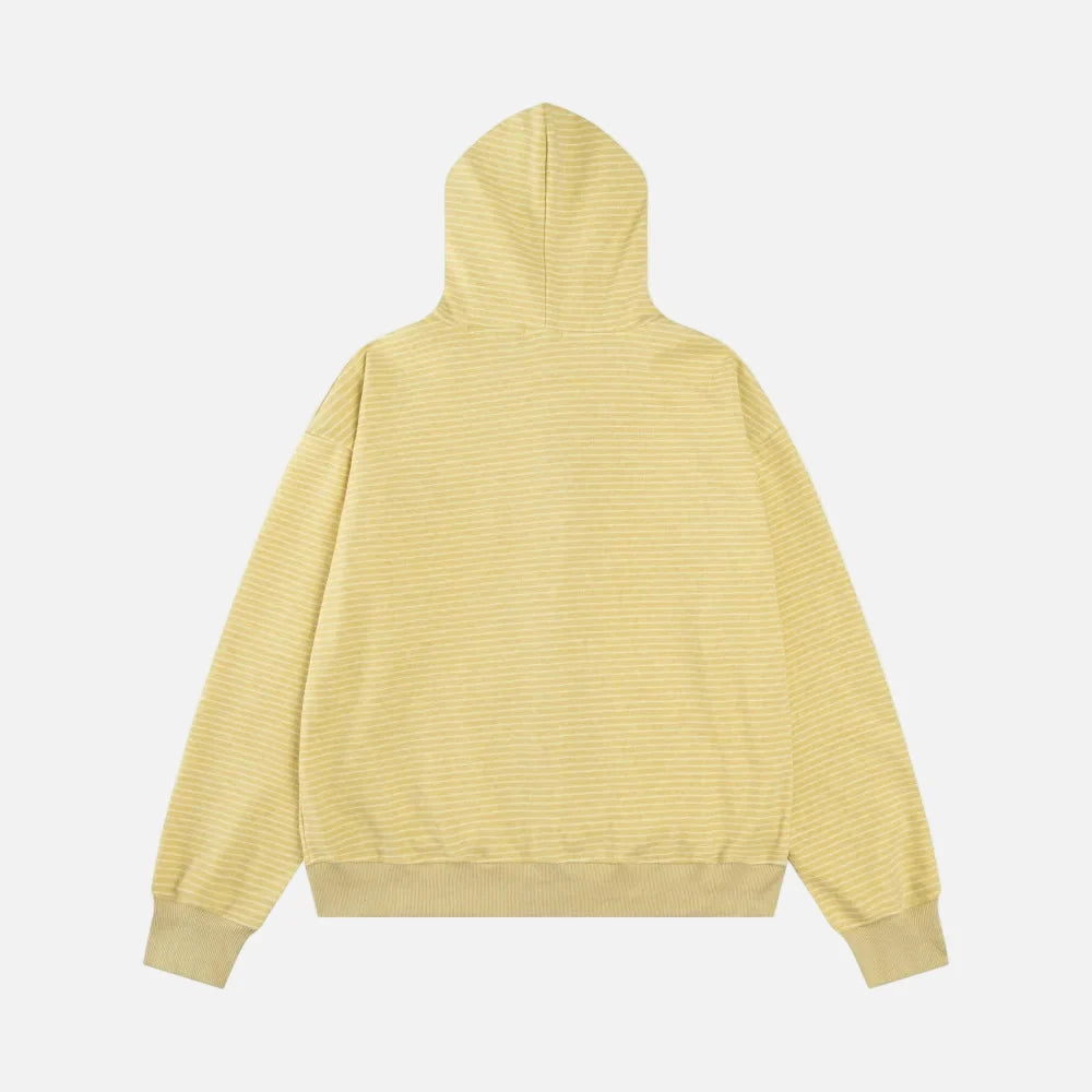 Cozy Striped Fleece Faux Fur Hooded Sweatshirt