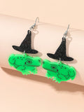 Adorable Frog Witch Hat Acrylic Earrings
