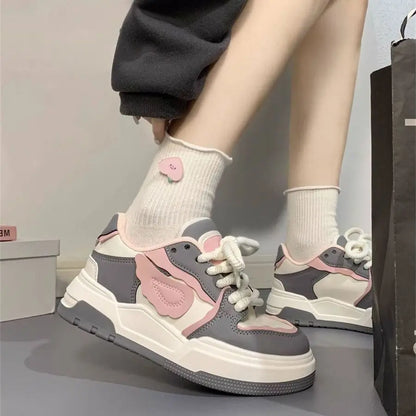Model wearing the gray Chunky Patterned Sneakers