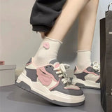 Model wearing the gray Chunky Patterned Sneakers