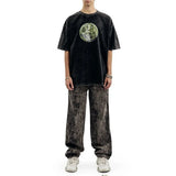 Retro Patterned Short-Sleeved Cotton T-Shirt