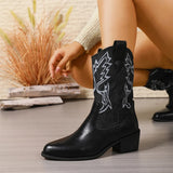 American Vintage Chain-Accent Cowboy Leather Boots