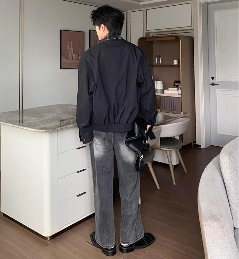 Streetwear Color Blocked Lapel Multiple Pockets Jacket