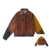 Vintage Orange Long Sleeve Denim Jacket