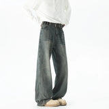 Warm Distressed Baggy Straight Leg Jeans