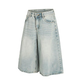 Streetwear Cropped Wide Leg Cropped Denim Short
