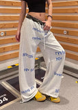 Streetweear Letter Print Baggy Wide Leg Sweatpants