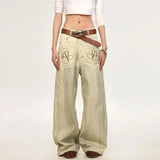 Streetwear American Style Washed Straight Jeans