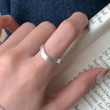 Geometric Asymmetric Matte Sterling Silver Ring