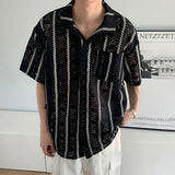 Essential Mesh Hollow Striped Shirt
