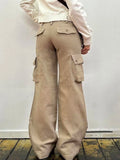 Vintage Khaki Flared Patchwork Denim Jeans