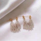 French Romantic Silver Tassel Metal Earring