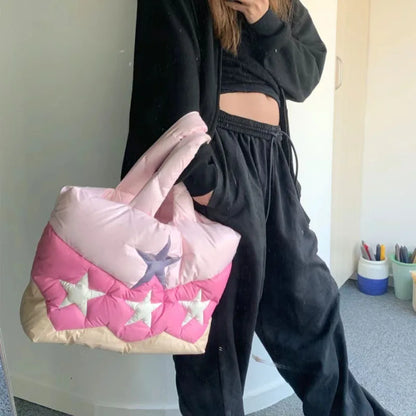 Starry Quilted Puffed Handbag