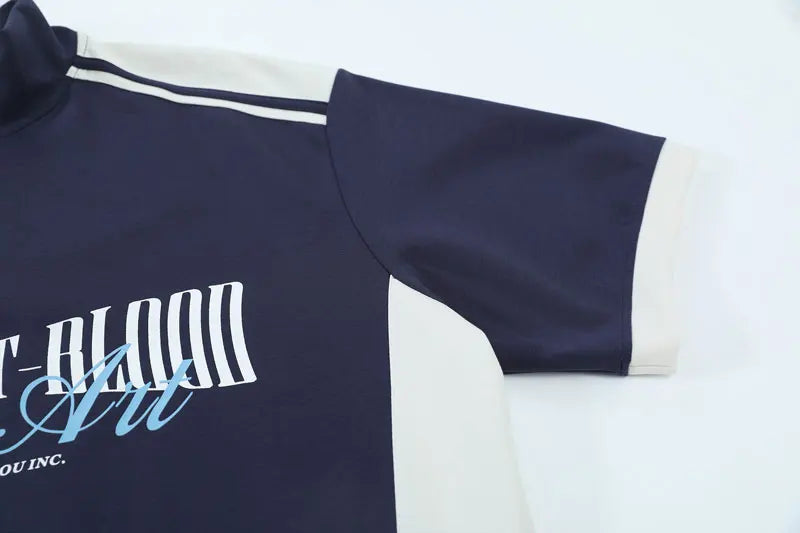 Y2K Half Zipper Graphic T-shirt