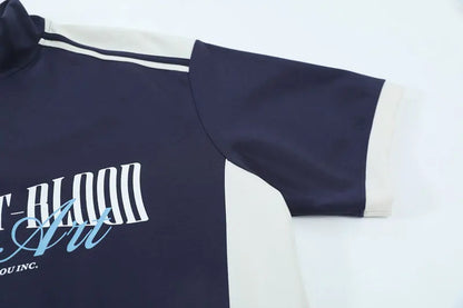 Y2K Half Zipper Graphic T-shirt