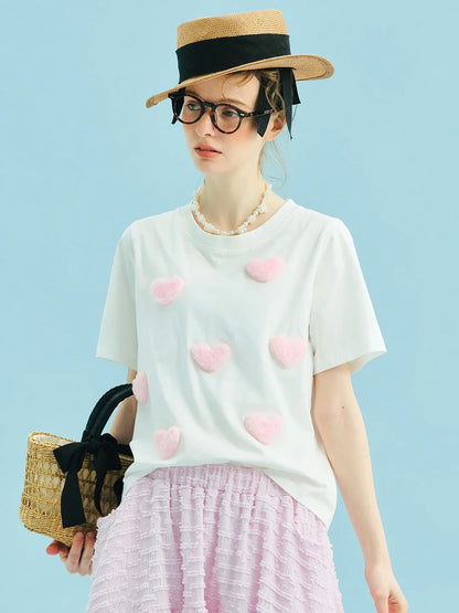 Soft Comfort White Heart Patch T-Shirt