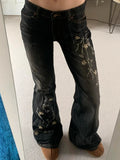 Floral Embroidered Flared Jeans
