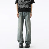 Vintage Streetwear Scratched Blue Ripped Jeans
