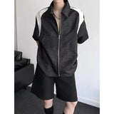 Durable Streetwear Casual Short Sleeve Zip-Up Shirt