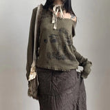 Vintage Grunge Gothing Distressed Ribbed Sweater