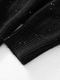 Y2K Sequin Design V-Neck Knit Sweater