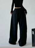 Women Retro Vintage High Waist Wide Leg Sweatpants