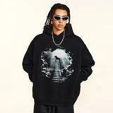 Retro Aesthetic Back Graphic Print Hoodie