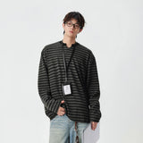 Striped Notch Neck Casual Long Sleeve T-Shirt