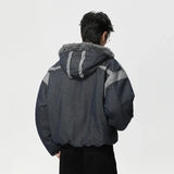 Y2K Versatile Patchwork Faux Fur Hooded Jacket