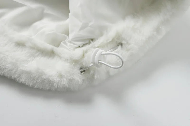 Winter Hip Hop Printted Faux Fur Parkas Jacket