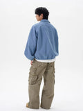 Y2K Letter Print College Style Washed Sports Sweatshirt