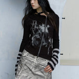 Gothic Grunge Zipper Punk Aesthetic T-Shirt