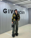 Y2K Vintage Washed Flared Denim Cargo Jeans