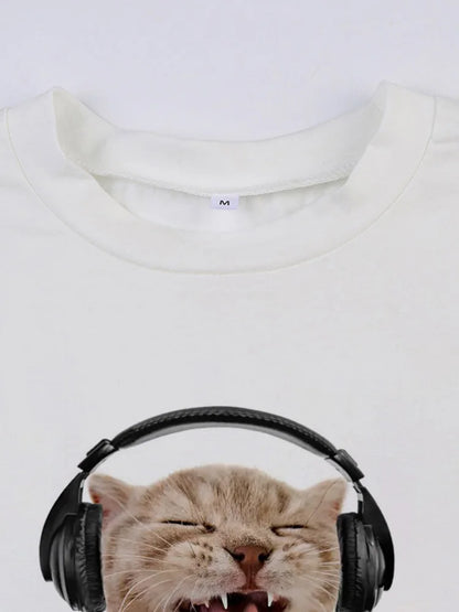 Y2k Women Kitten Graphic Crop Top