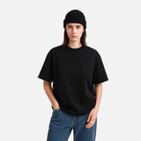 Black Drop Shoulder Cotton Minimalist T-Shirt