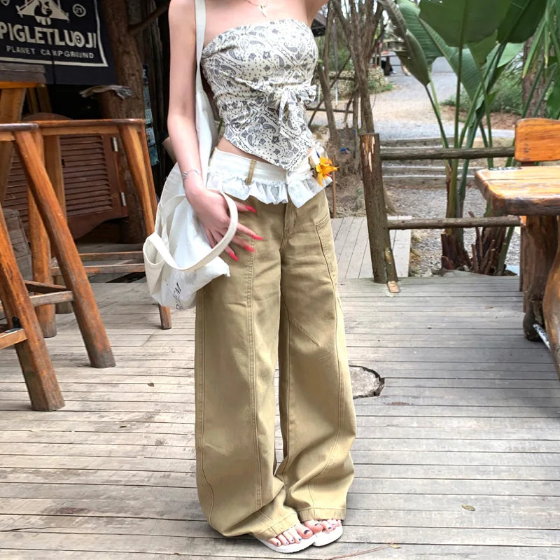 Comfortable Vintage Lace Ruffle Baggy Pants