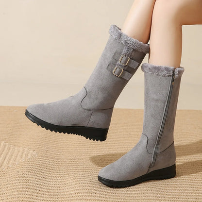 Classic Mid Calf Plush Snow Zipper Boot