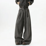Korean Pleated Patchwork Wide Leg Suit Pants