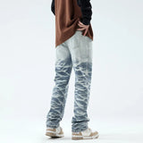 Rugged Look Gradient Blue Loose Straight Jeans