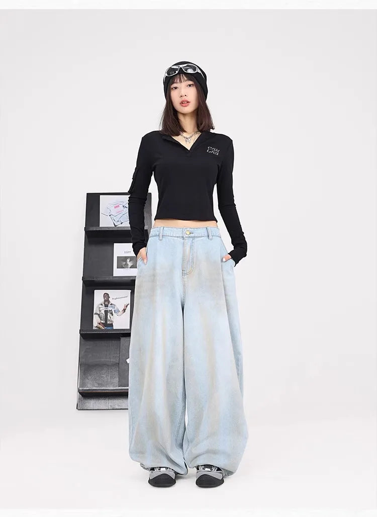 Vintage Light Blue Washed Hip Pants