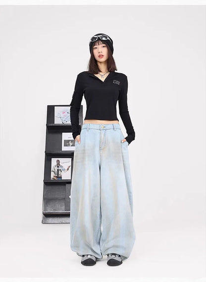Vintage Light Blue Washed Hip Pants