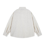 Retro Plaid Embroidered With Tie Long Sleeve Shirt